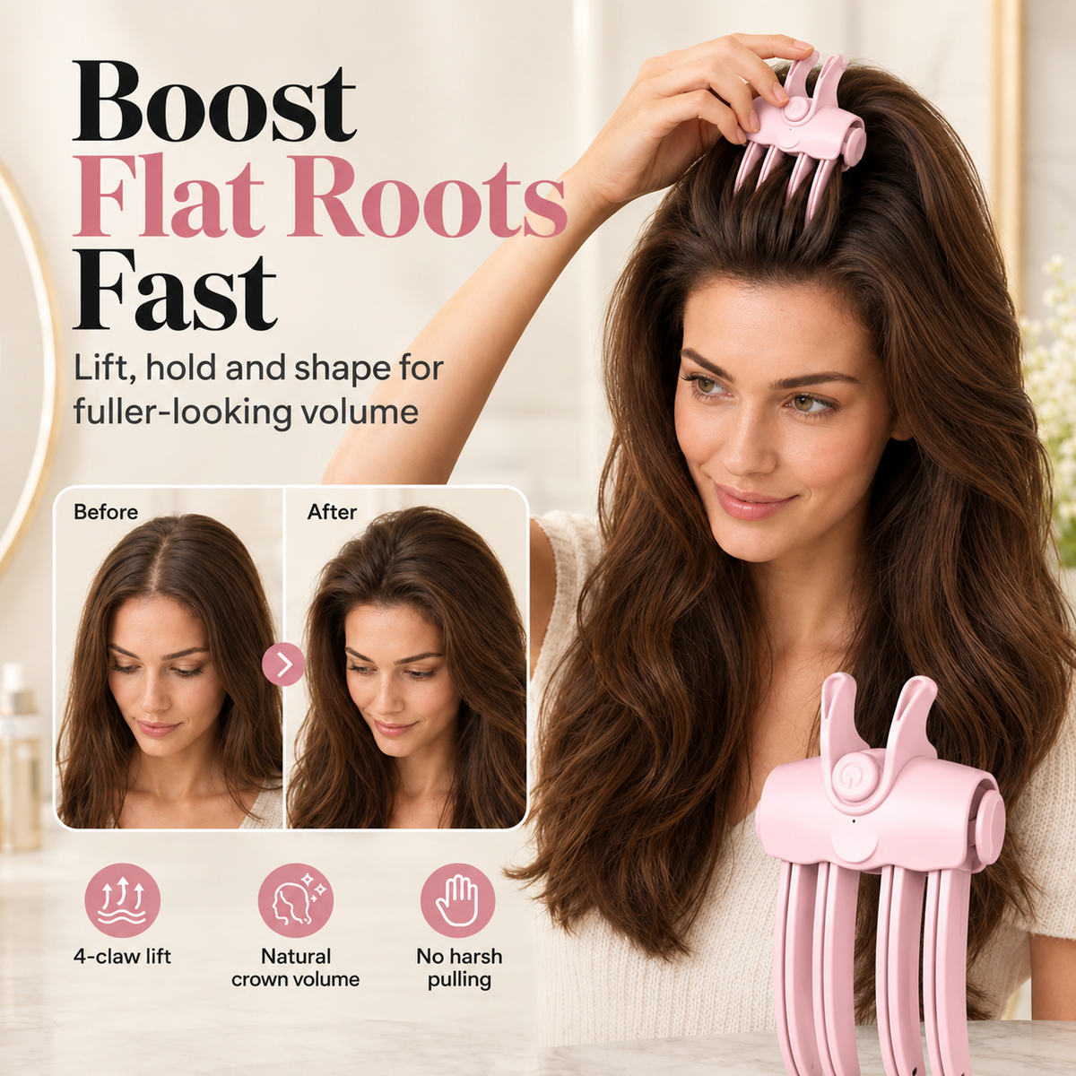💥Surprise 55% Off！🔥Shape in 3 Seconds！👱‍♀️High Cranial Top Magic Tool！Volumizing Root Lift Clip